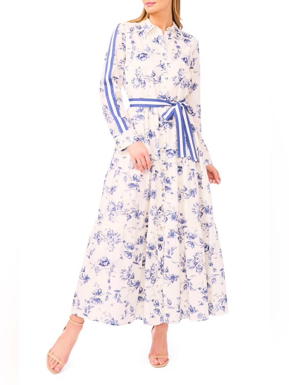 12. Cece • NWT $203 shirt dress floral belted PTP 20”
